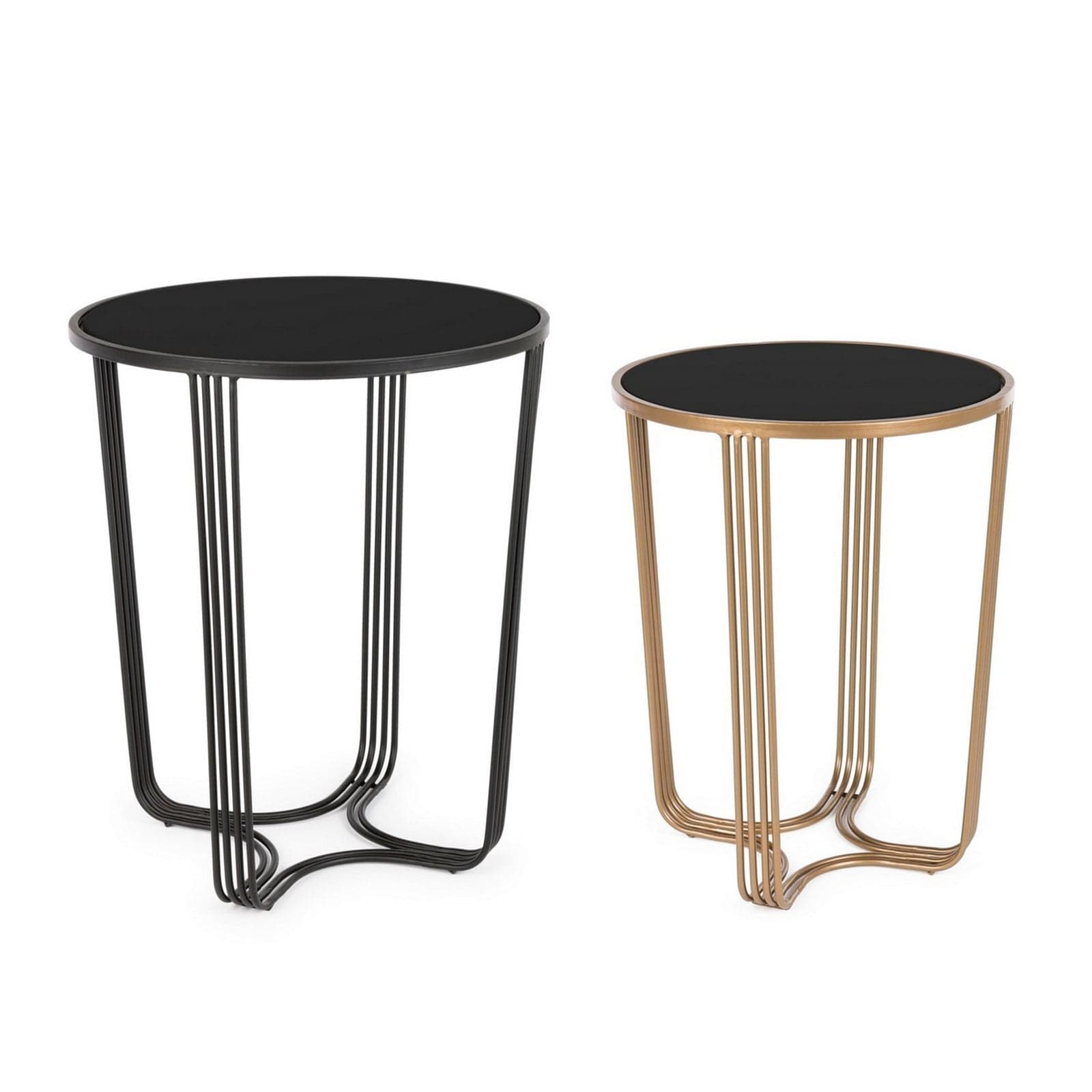 Tavolino "Afef" struttura in acciaio piano in vetro per arredamento set da 2 in Console e tavoli da divano Decor Space - Altamura, commercioVirtuoso.it