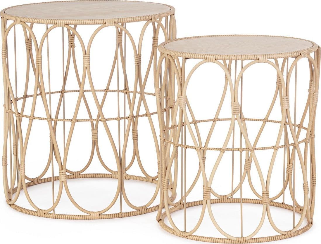 Tavolino "Sherly" struttura in polyrattan per arredamento set da 2 in Console e tavoli da divano Decor Space - Altamura, commercioVirtuoso.it