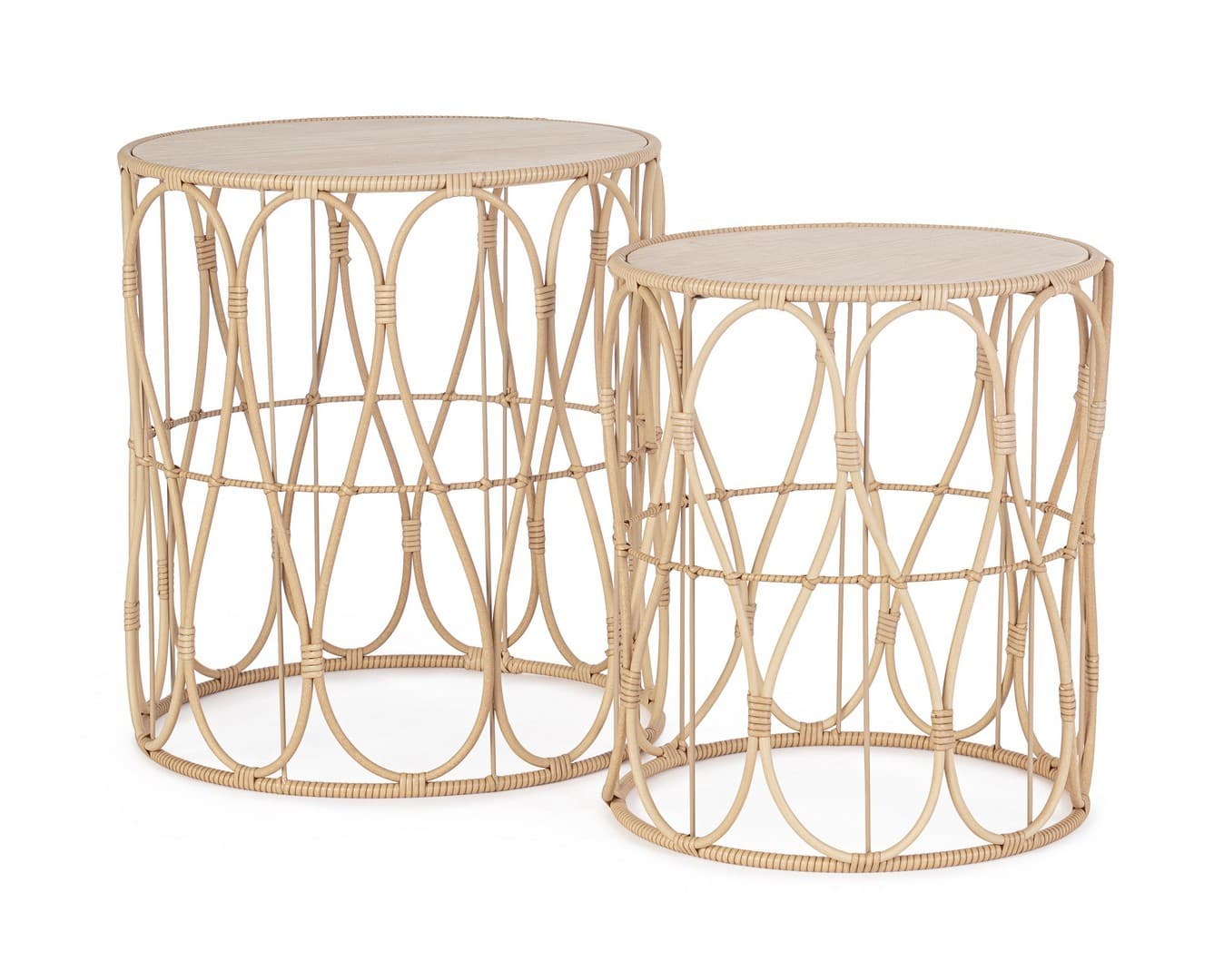 Tavolino "Sherly" struttura in polyrattan per arredamento set da 2 in Console e tavoli da divano Decor Space - Altamura, commercioVirtuoso.it