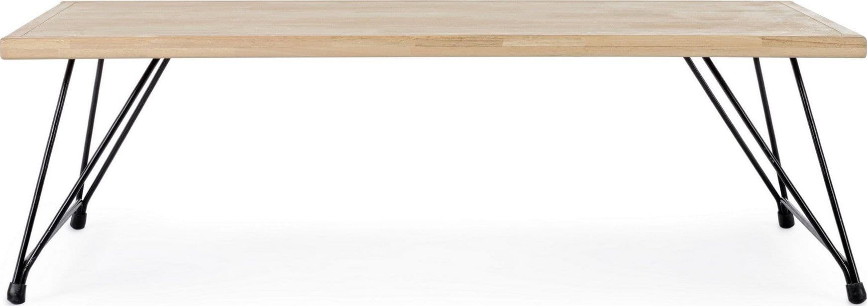 Tavolino "District" gambe in acciaio e piano in rubber wood per arredamento in Console e tavoli da divano Decor Space - Altamura, commercioVirtuoso.it