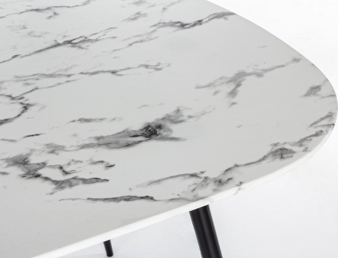 Tavolino "Marble" gambe in acciaio e piano in vetro effetto marmo per arredamento in Console e tavoli da divano Decor Space - Altamura, commercioVirtuoso.it