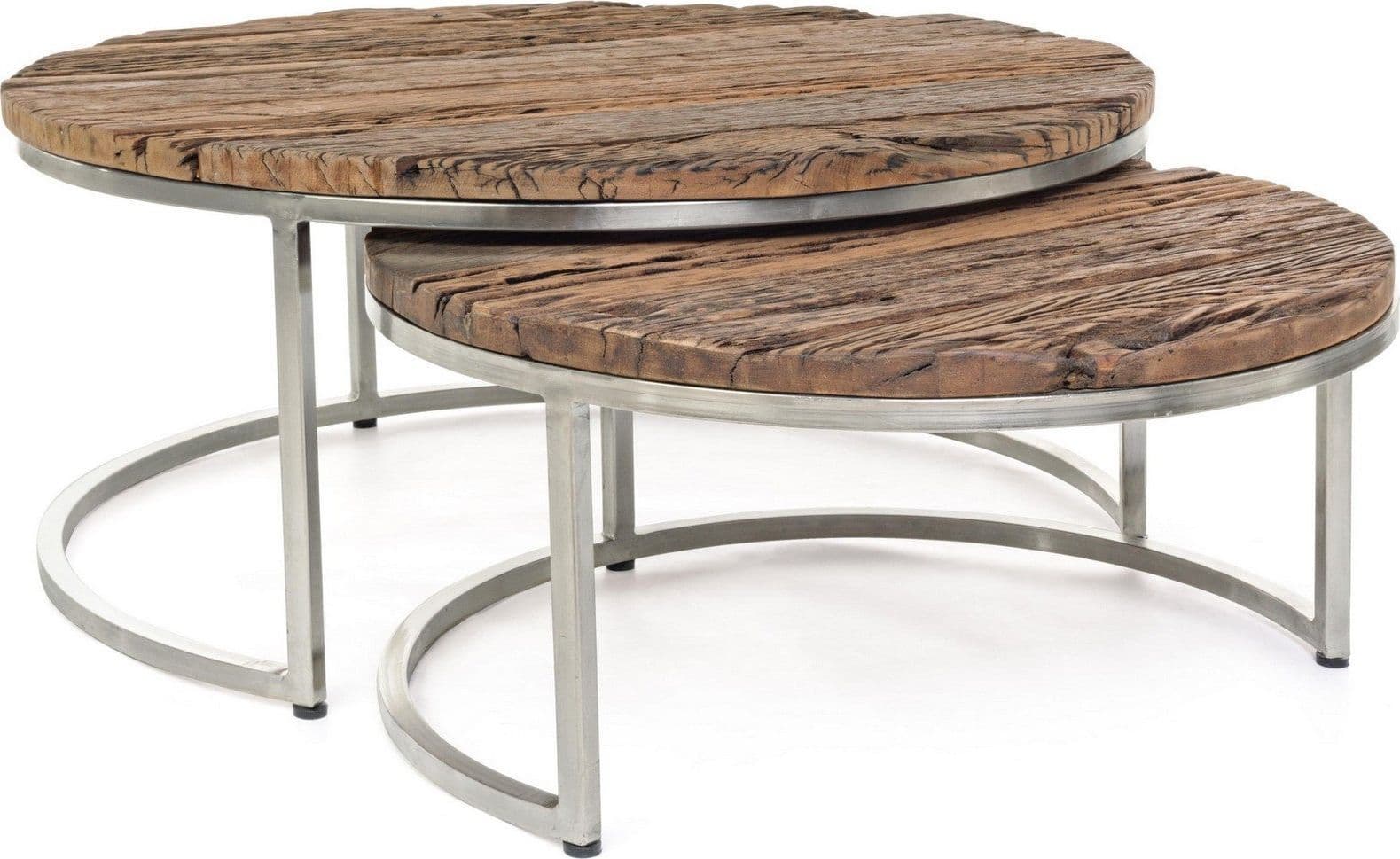 Tavolini "Rafter" struttura in acciaio e piano in legno per arredamento set da 2 in Console e tavoli da divano Decor Space - Altamura, commercioVirtuoso.it