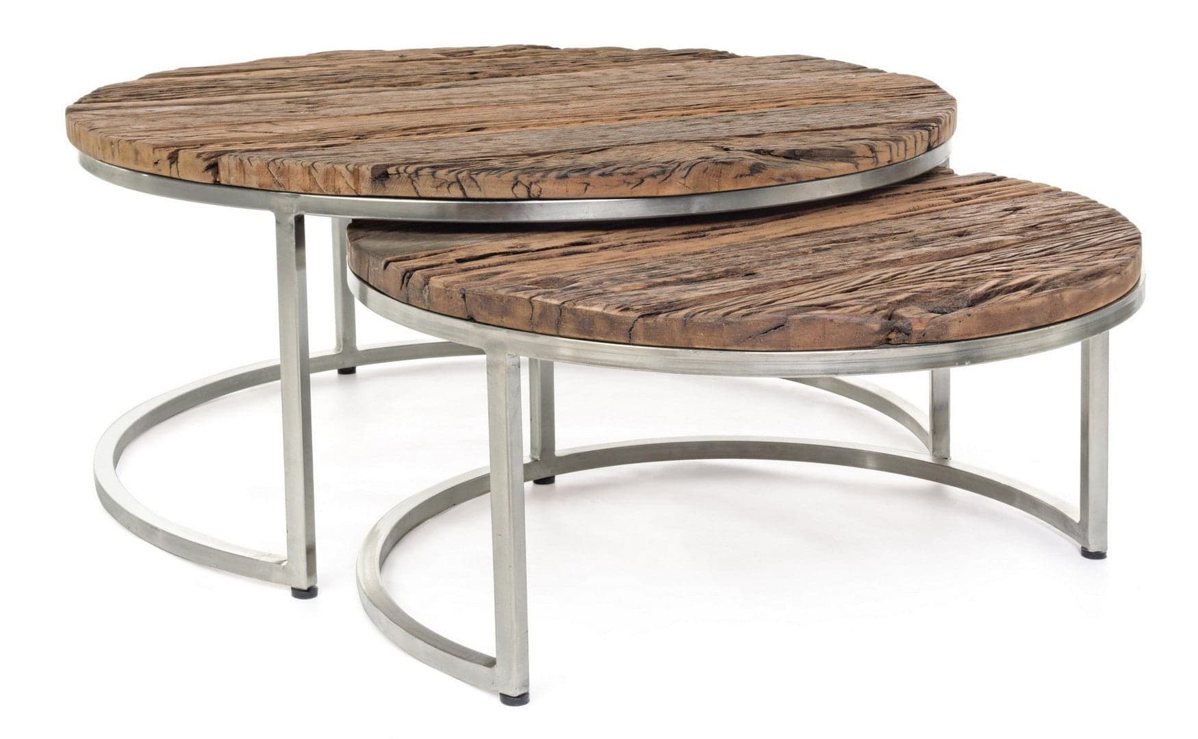 Tavolini "Rafter" struttura in acciaio e piano in legno per arredamento set da 2 in Console e tavoli da divano Decor Space - Altamura, commercioVirtuoso.it