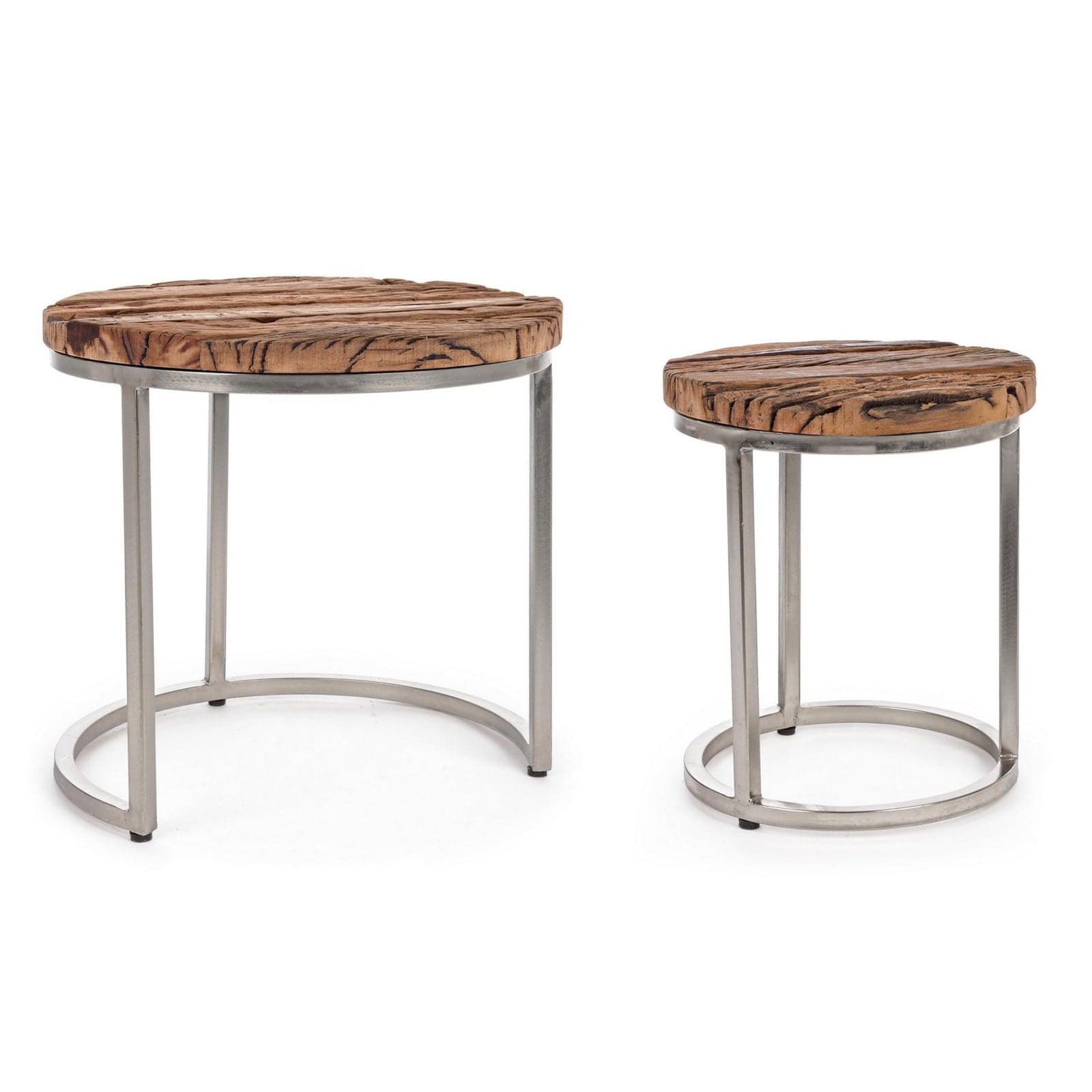 Tavolini "Rafter" struttura in acciaio e piano in legno per arredamento set da 2 in Console e tavoli da divano Decor Space - Altamura, commercioVirtuoso.it