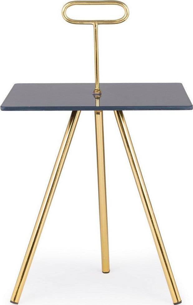 Tavolino "Inesh" struttura in acciaio piano in vetro per arredamento in Console e tavoli da divano Decor Space - Altamura, commercioVirtuoso.it
