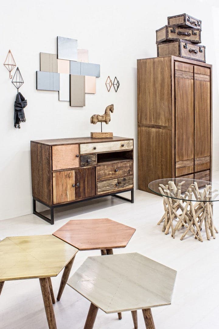 Tavolino "Samira" rami di teak con finitura naturale per arredamento in Console e tavoli da divano Decor Space - Altamura, commercioVirtuoso.it