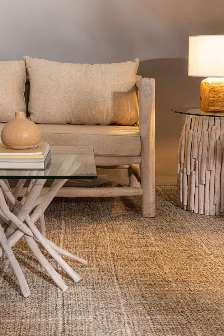 Tavolino "Sahel" con rami di teak sbiancato per arredamento in Console e tavoli da divano Decor Space - Altamura, commercioVirtuoso.it