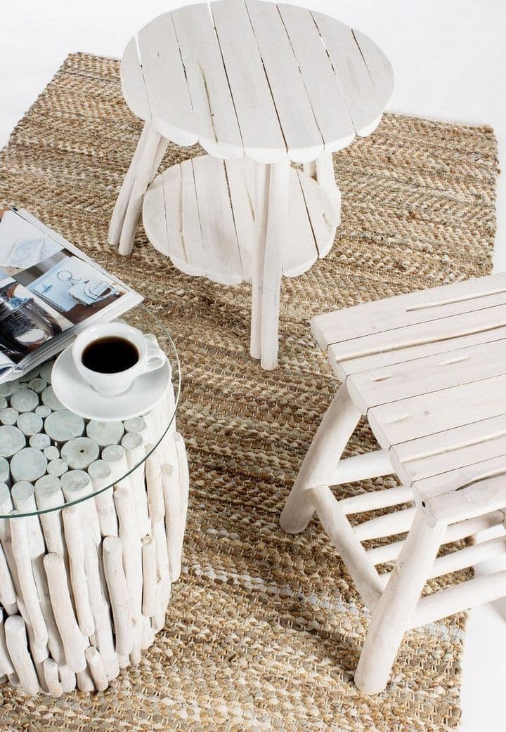 Tavolino "Sahel" con rami di teak sbiancato per arredamento in Console e tavoli da divano Decor Space - Altamura, commercioVirtuoso.it