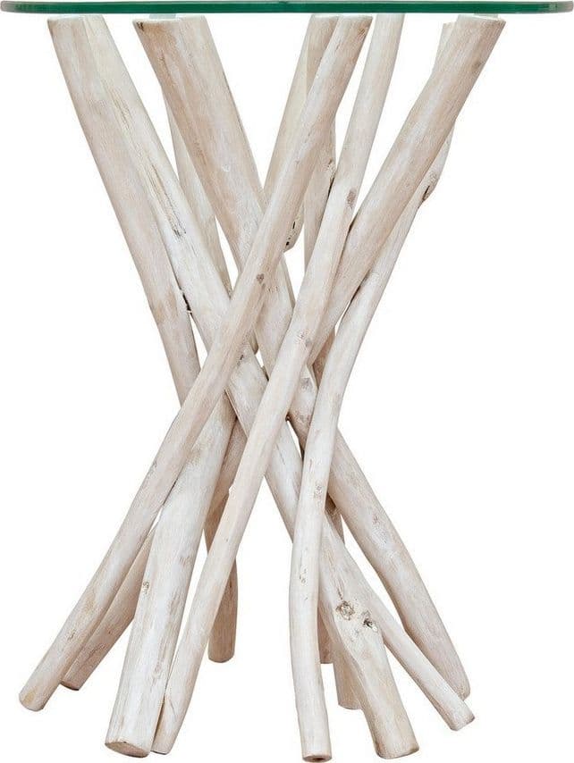 Tavolino "Sahel" con rami di teak sbiancato per arredamento in Console e tavoli da divano Decor Space - Altamura, commercioVirtuoso.it