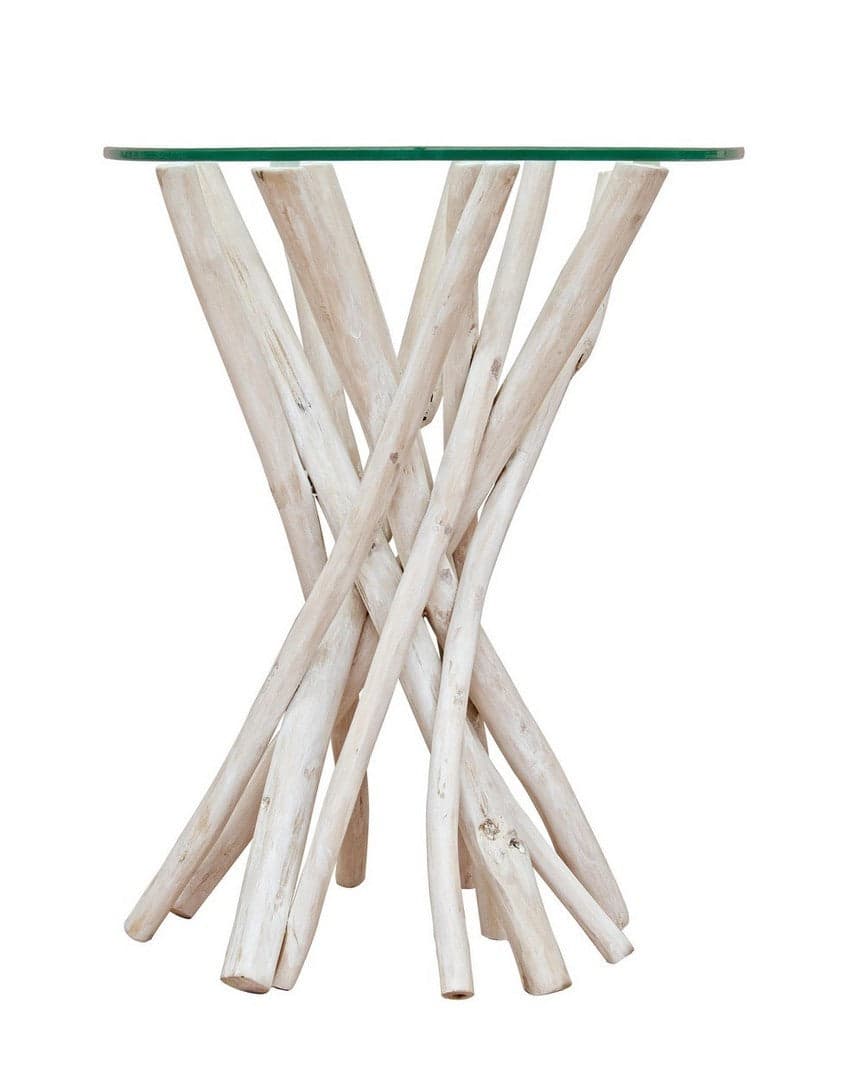 Tavolino "Sahel" con rami di teak sbiancato per arredamento in Console e tavoli da divano Decor Space - Altamura, commercioVirtuoso.it