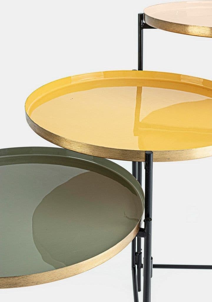 Tavolino "Amrita" struttura in acciaio 3 posti per arredamento in Console e tavoli da divano Decor Space - Altamura, commercioVirtuoso.it