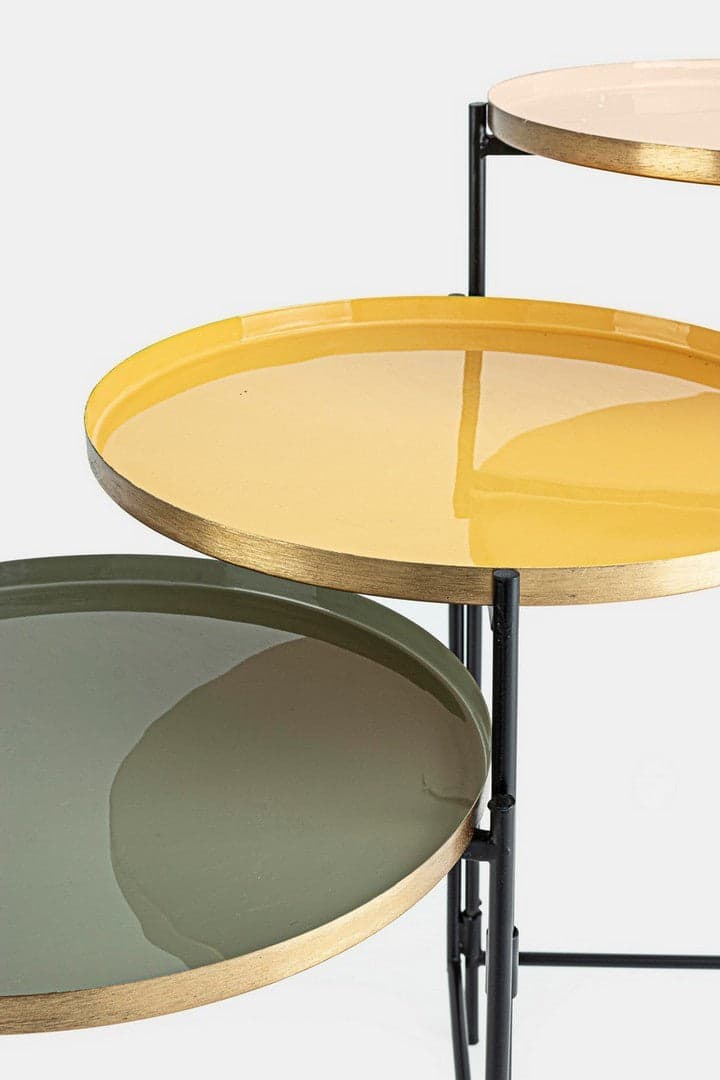 Tavolino "Amrita" struttura in acciaio 3 posti per arredamento in Console e tavoli da divano Decor Space - Altamura, commercioVirtuoso.it