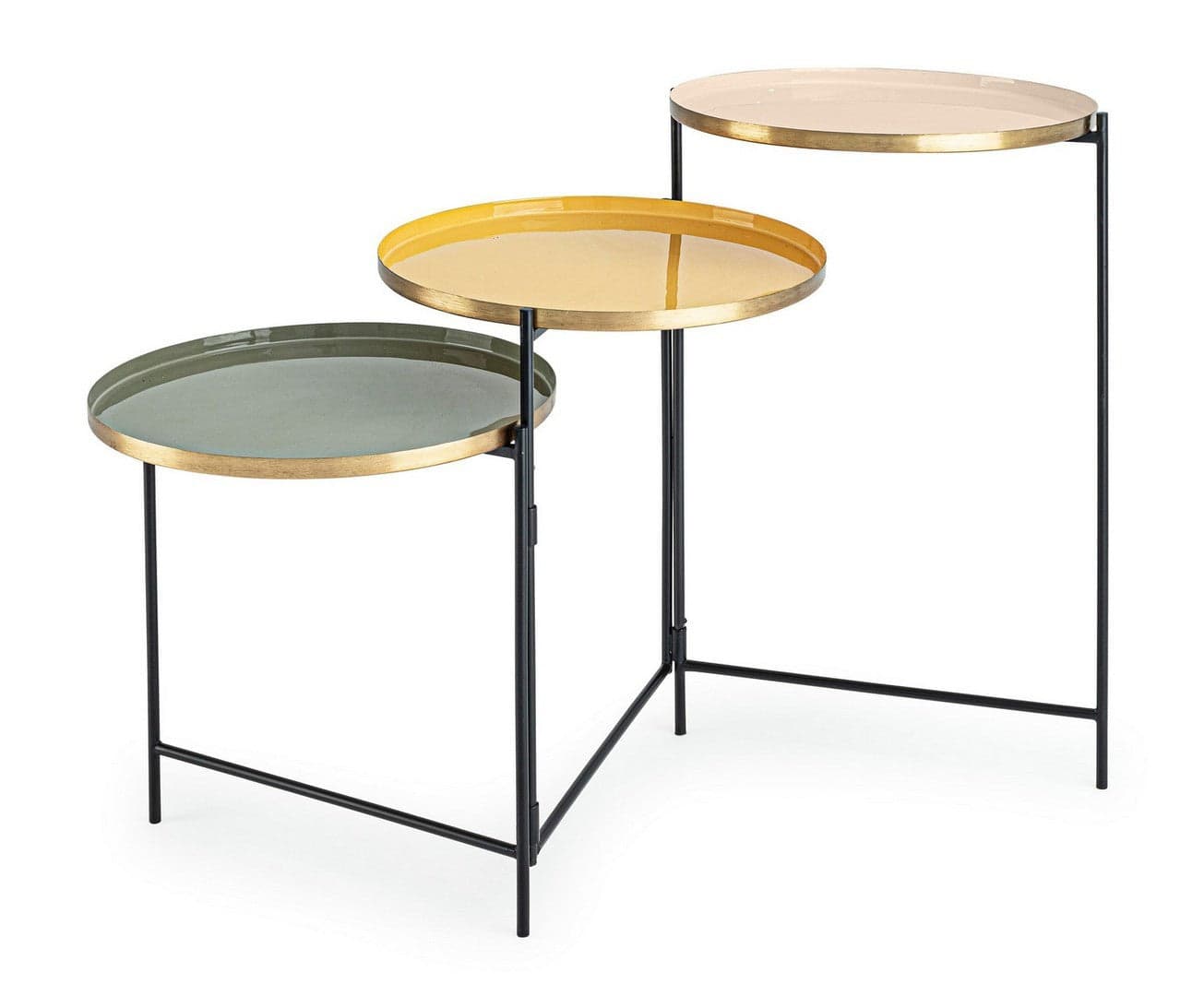 Tavolino "Amrita" struttura in acciaio 3 posti per arredamento in Console e tavoli da divano Decor Space - Altamura, commercioVirtuoso.it
