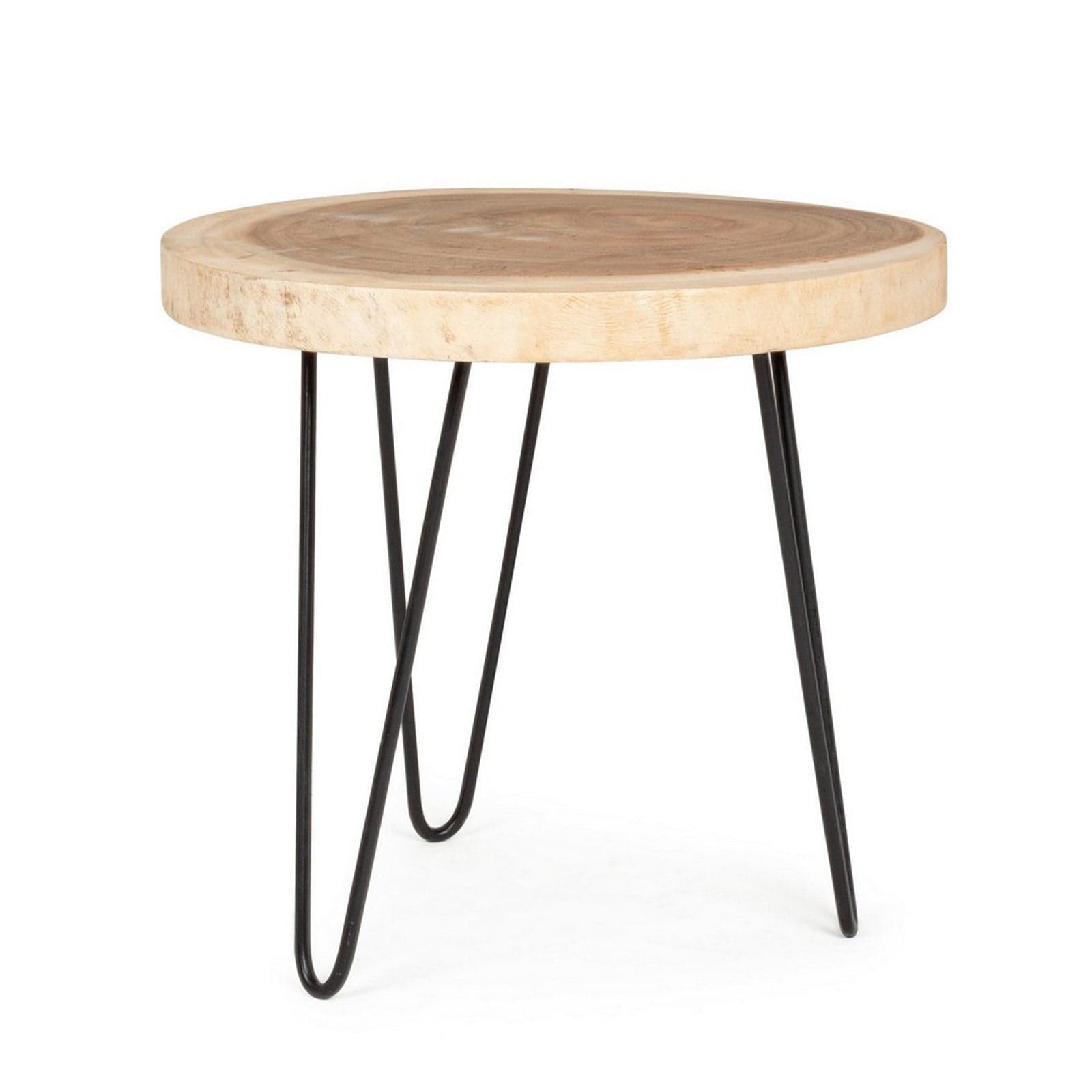 Tavolino "Tuala" gambe in acciaio e piano in legno mungur per interni in Console e tavoli da divano Decor Space - Altamura, commercioVirtuoso.it