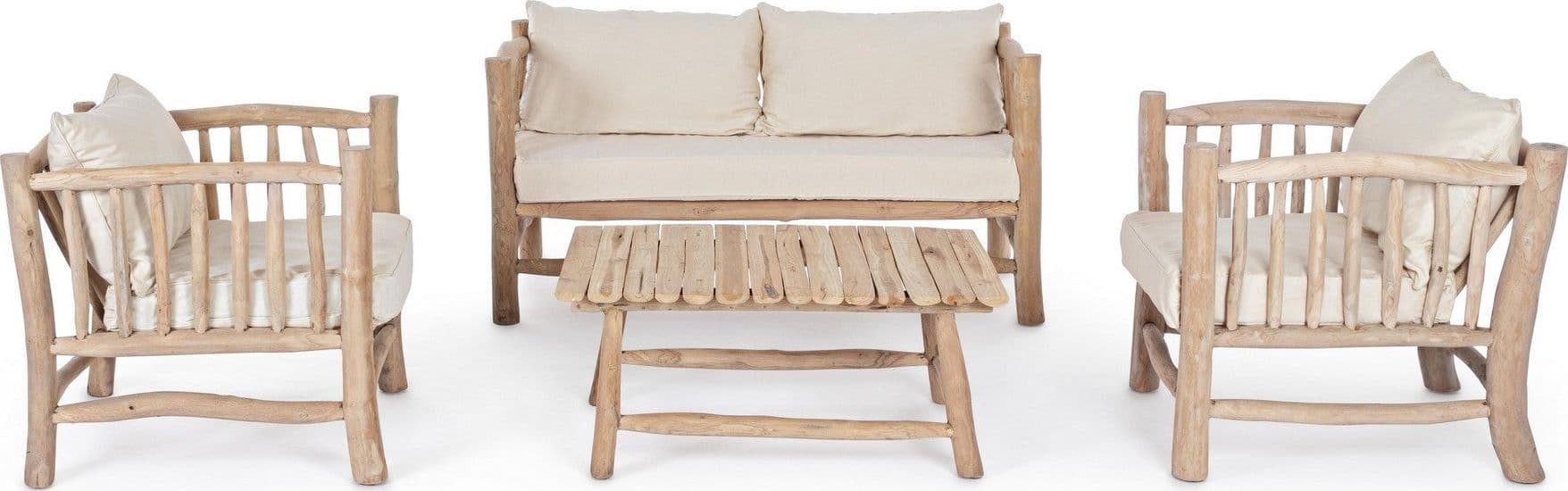 Tavolino "Sahel" struttura in rami di teak con finitura naturale per arredamento in Console e tavoli da divano Decor Space - Altamura, commercioVirtuoso.it