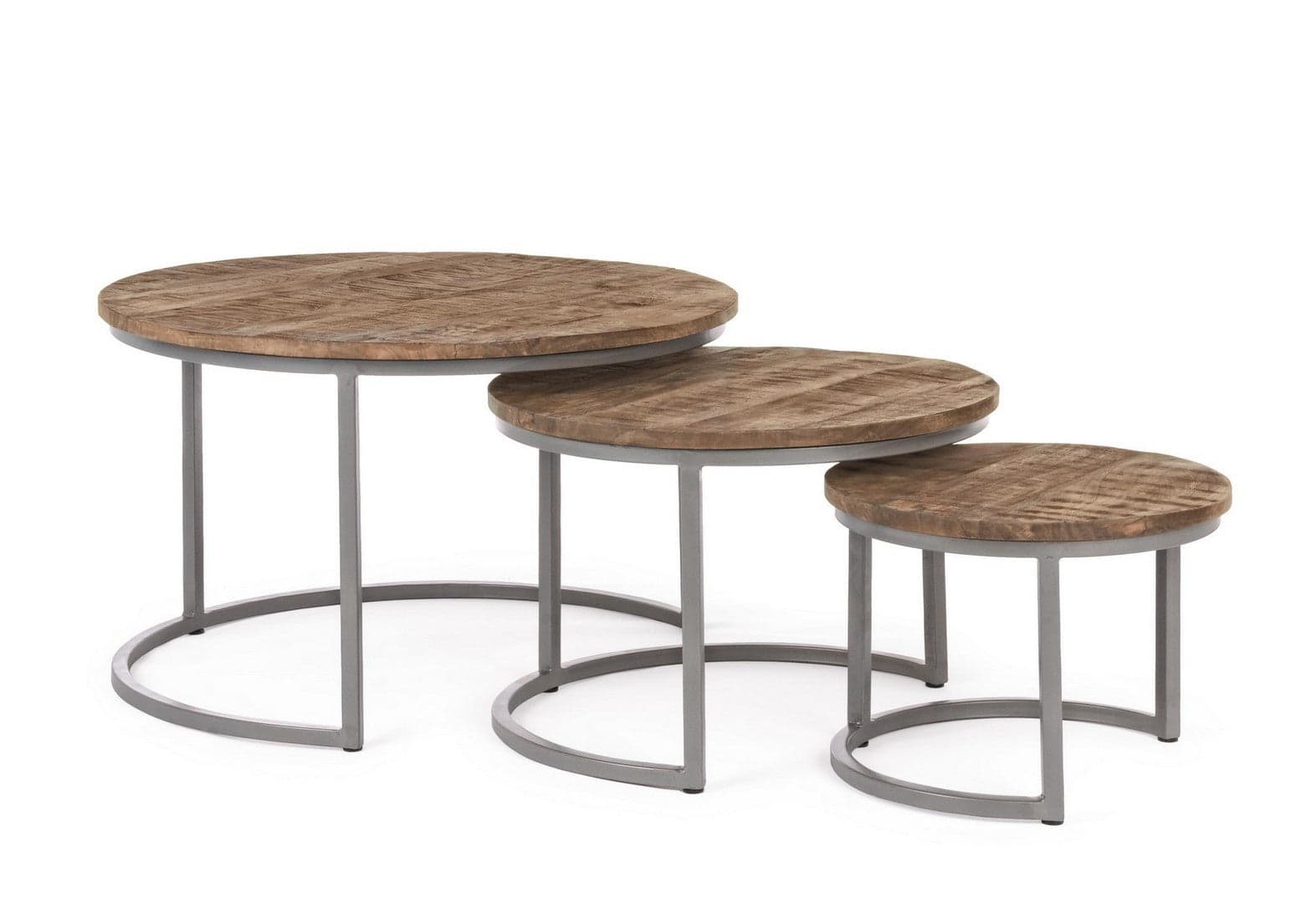 Tavolino "Narvik" struttura in acciaio e piano in legno di mango per interni in Console e tavoli da divano Decor Space - Altamura, commercioVirtuoso.it