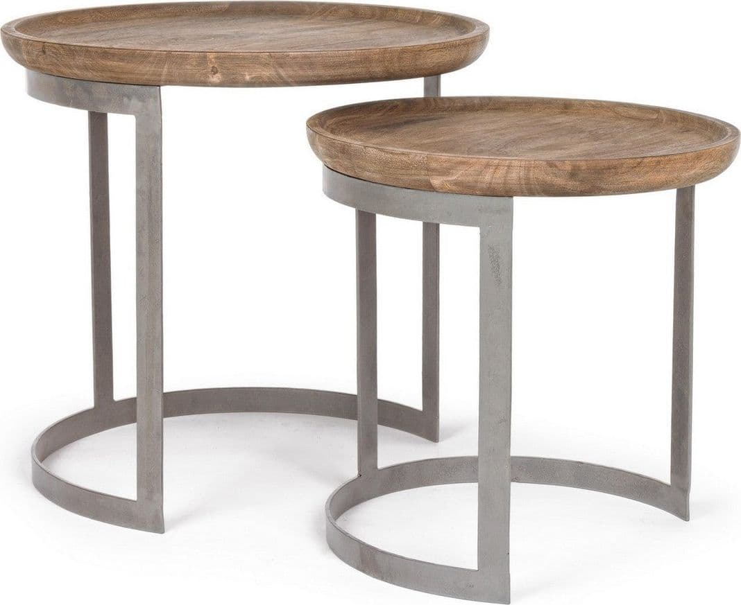 Tavolino "Narvik" struttura in acciaio e piano in legno di mango per interni in Console e tavoli da divano Decor Space - Altamura, commercioVirtuoso.it