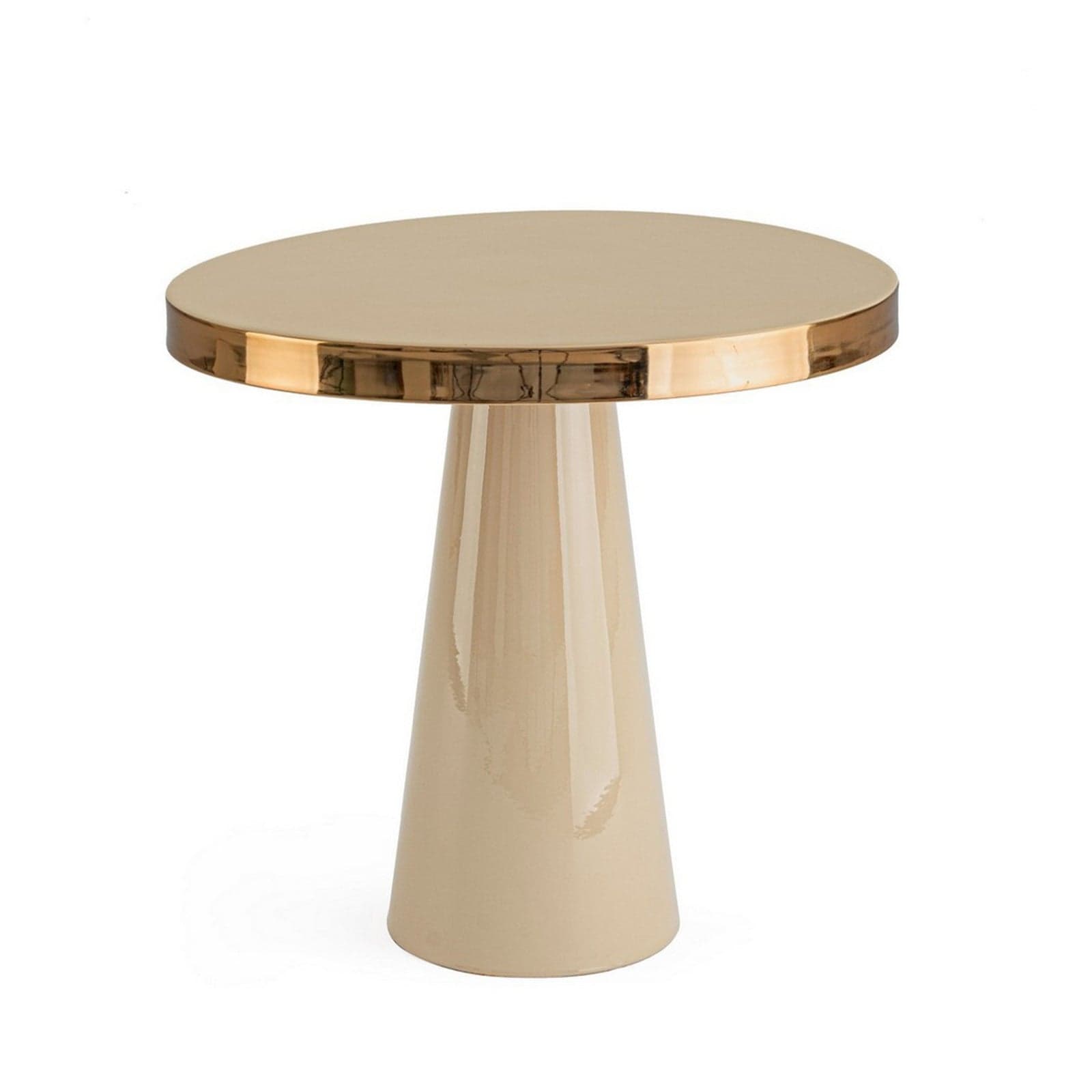 Tavolino "Nandika" tondo con struttura in acciaio per interni in Console e tavoli da divano Decor Space - Altamura, commercioVirtuoso.it