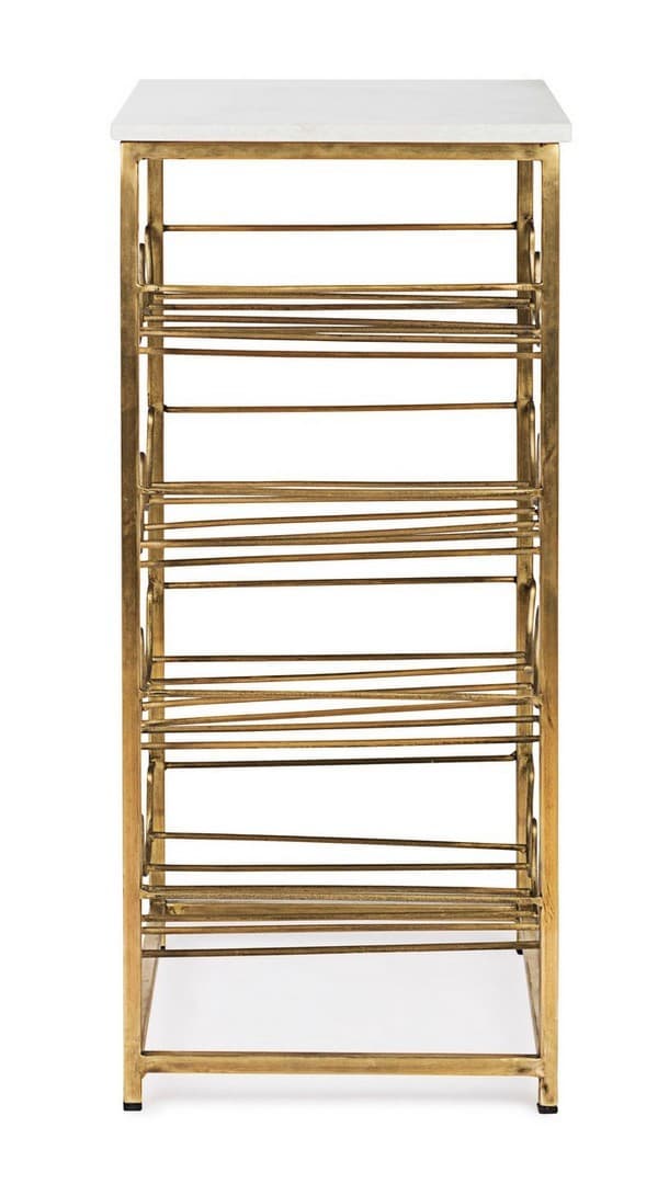 Tavolino "Marmol" con porta bottiglie struttura in acciaio e piano in marmo per interni in Console e tavoli da divano Decor Space - Altamura, commercioVirtuoso.it