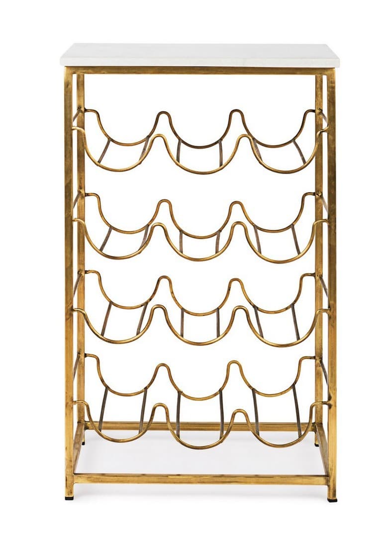Tavolino "Marmol" con porta bottiglie struttura in acciaio e piano in marmo per interni in Console e tavoli da divano Decor Space - Altamura, commercioVirtuoso.it