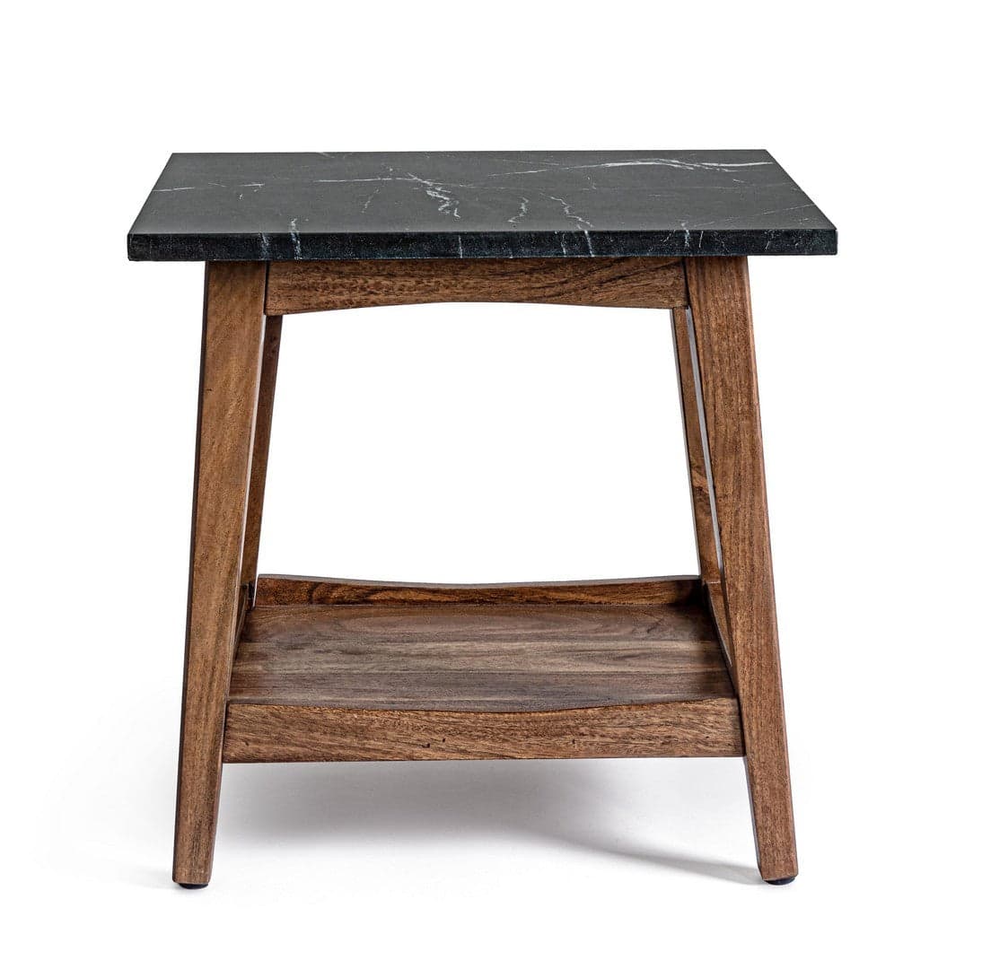 Tavolino "Pueblo" struttura in acacia piano in marmo per arredamento in Console e tavoli da divano Decor Space - Altamura, commercioVirtuoso.it