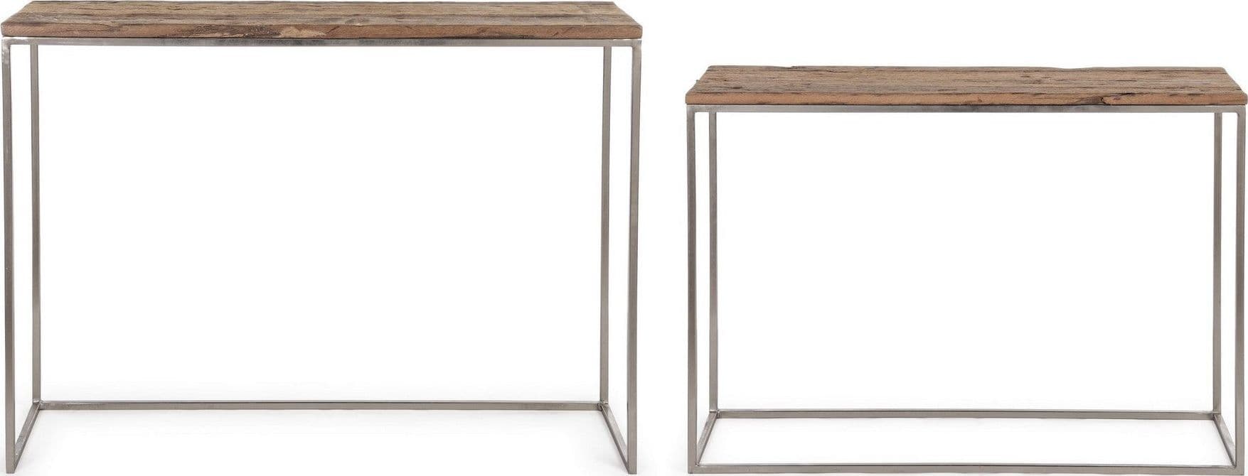 Consolle "Rafter" struttura in acciaio con finitura nickel per interni set da 2 in Credenze Decor Space - Altamura, commercioVirtuoso.it