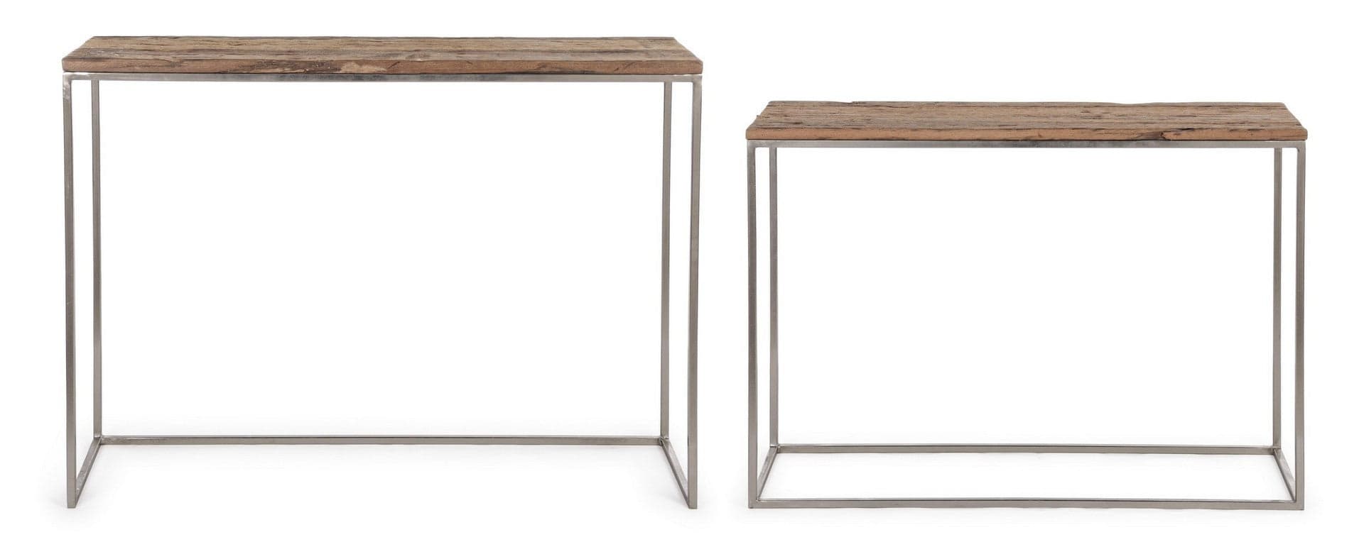 Consolle "Rafter" struttura in acciaio con finitura nickel per interni set da 2 in Credenze Decor Space - Altamura, commercioVirtuoso.it