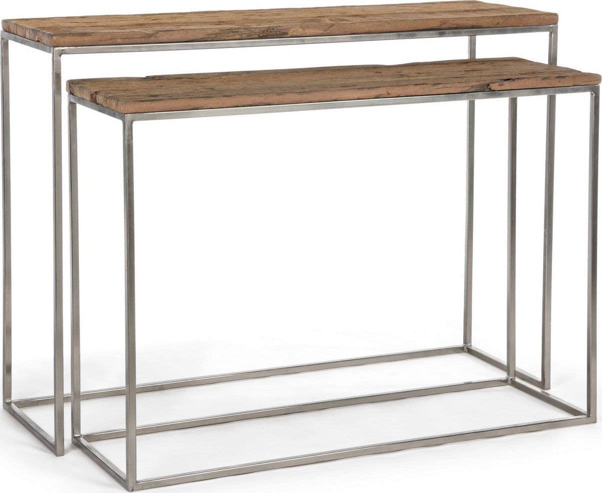 Consolle "Rafter" struttura in acciaio con finitura nickel per interni set da 2 in Credenze Decor Space - Altamura, commercioVirtuoso.it