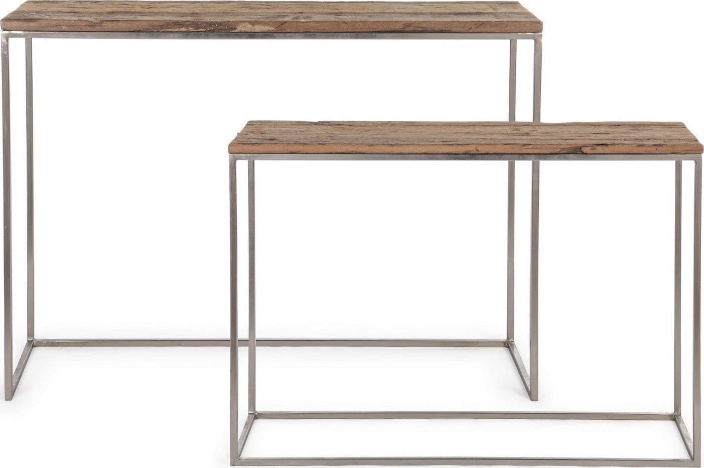 Consolle "Rafter" struttura in acciaio con finitura nickel per interni set da 2 in Credenze Decor Space - Altamura, commercioVirtuoso.it