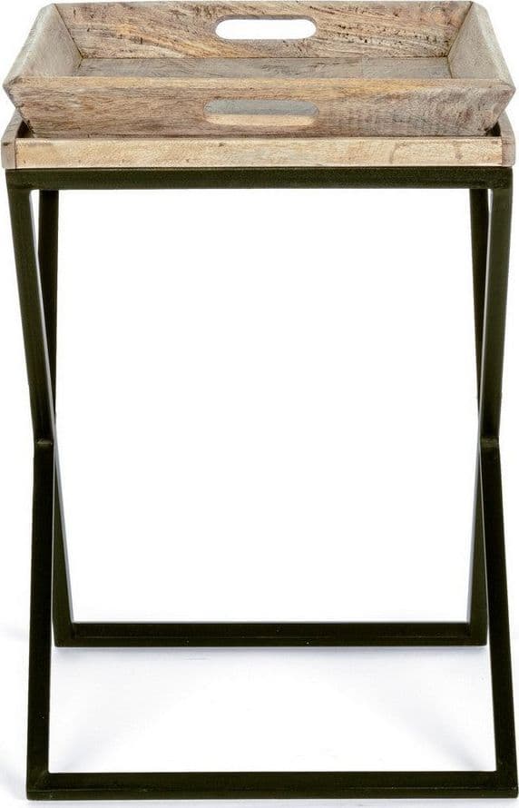 Tavolino "Tray" struttura in acciaio piano in legno di mango per arredamento in Console e tavoli da divano Decor Space - Altamura, commercioVirtuoso.it