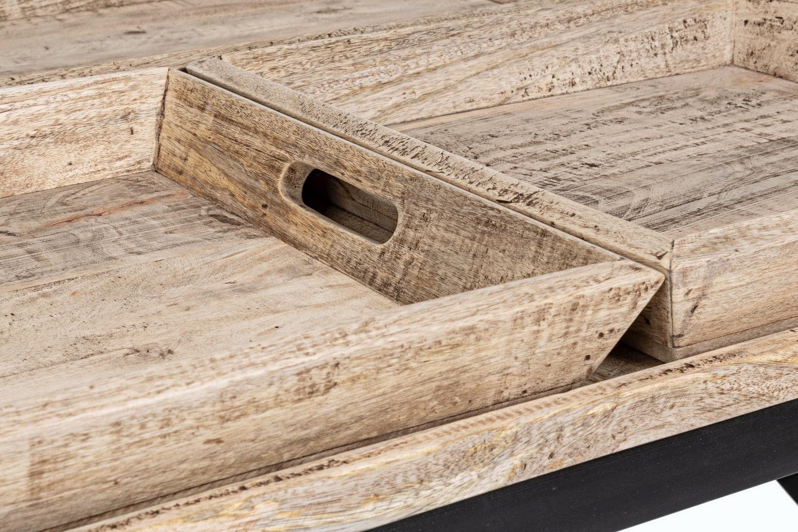 Tavolino "Tray" struttura in acciaio piano in legno di mango per arredamento in Console e tavoli da divano Decor Space - Altamura, commercioVirtuoso.it