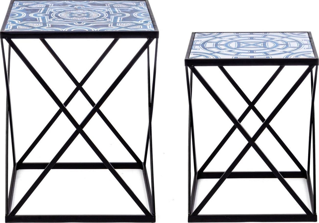 Tavolini "Neapolis" struttura in acciaio piano in MDF per arredamento set da 2 in Console e tavoli da divano Decor Space - Altamura, commercioVirtuoso.it