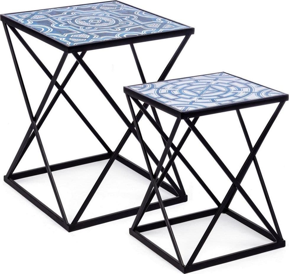 Tavolini "Neapolis" struttura in acciaio piano in MDF per arredamento set da 2 in Console e tavoli da divano Decor Space - Altamura, commercioVirtuoso.it