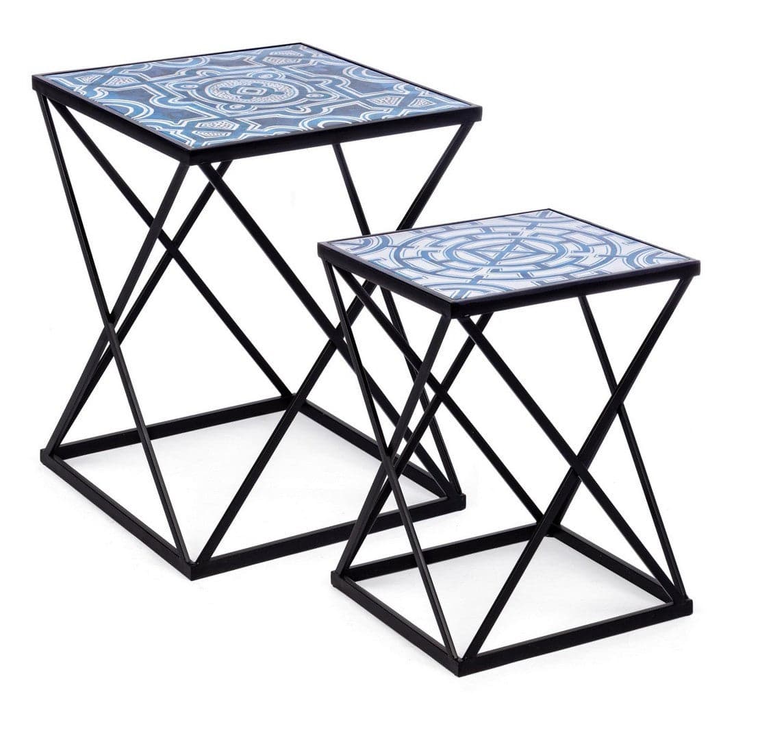 Tavolini "Neapolis" struttura in acciaio piano in MDF per arredamento set da 2 in Console e tavoli da divano Decor Space - Altamura, commercioVirtuoso.it