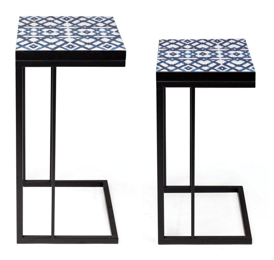 Tavolini "Neapolis" struttura in acciaio piano in MDF per arredamento set da 2 in Console e tavoli da divano Decor Space - Altamura, commercioVirtuoso.it