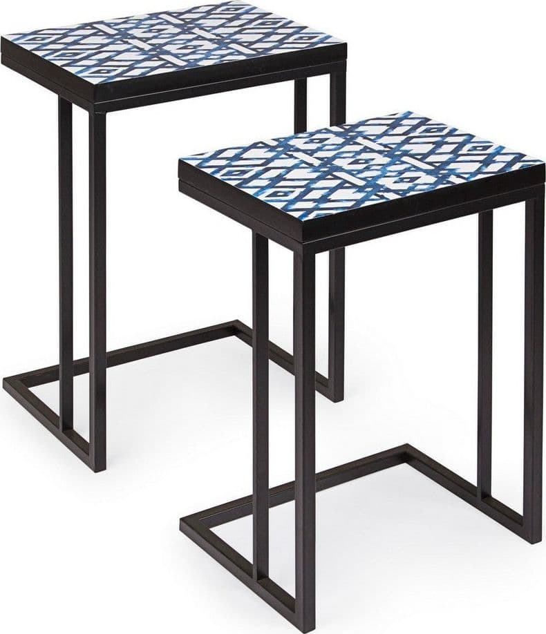 Tavolini "Neapolis" struttura in acciaio piano in MDF per arredamento set da 2 in Console e tavoli da divano Decor Space - Altamura, commercioVirtuoso.it