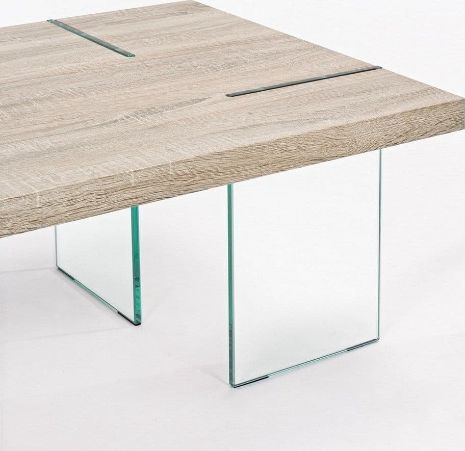Tavolino "Tom" gambe in vetro temperato e piano in MDF per arredamento in Console e tavoli da divano Decor Space - Altamura, commercioVirtuoso.it