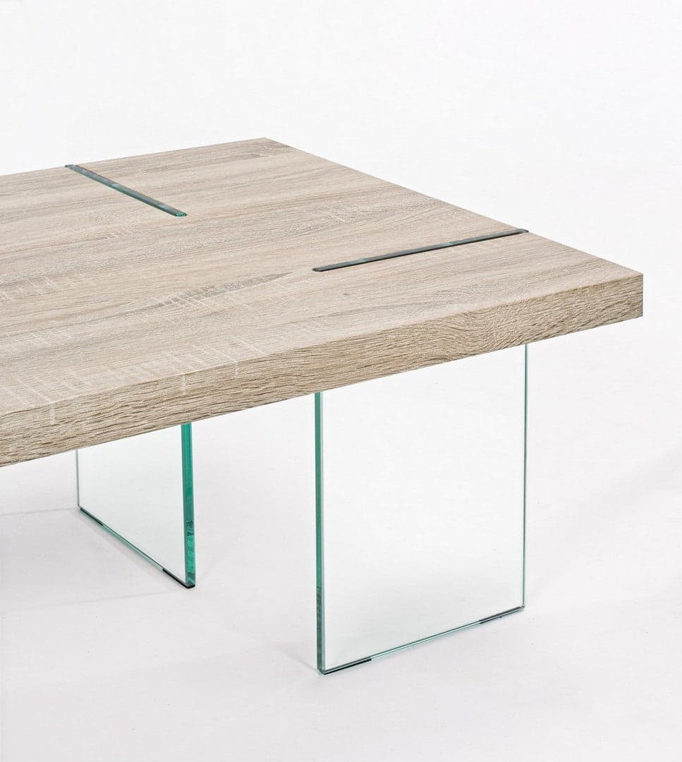 Tavolino "Tom" gambe in vetro temperato e piano in MDF per arredamento in Console e tavoli da divano Decor Space - Altamura, commercioVirtuoso.it
