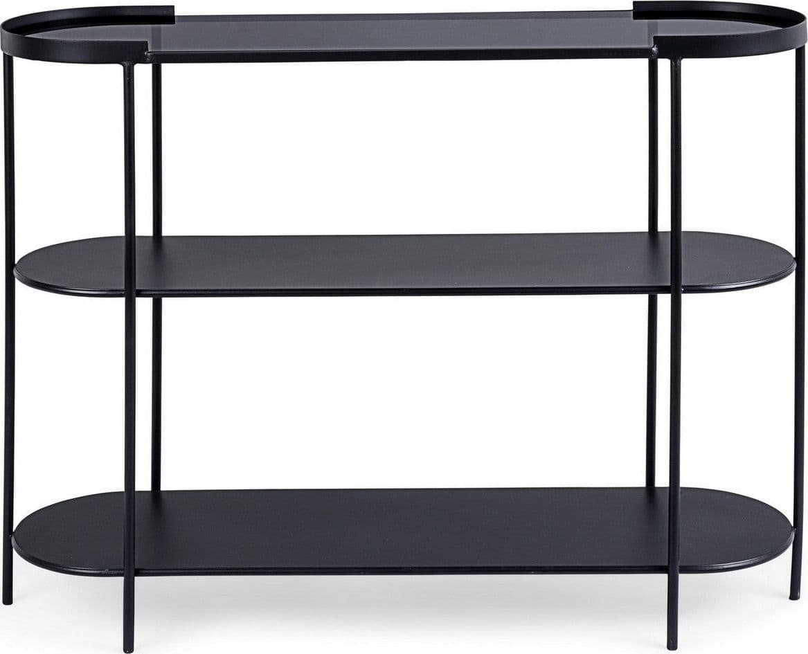 Consolle "Korvet" struttura in acciaio con piano in vetro per interni in Credenze Decor Space - Altamura, commercioVirtuoso.it