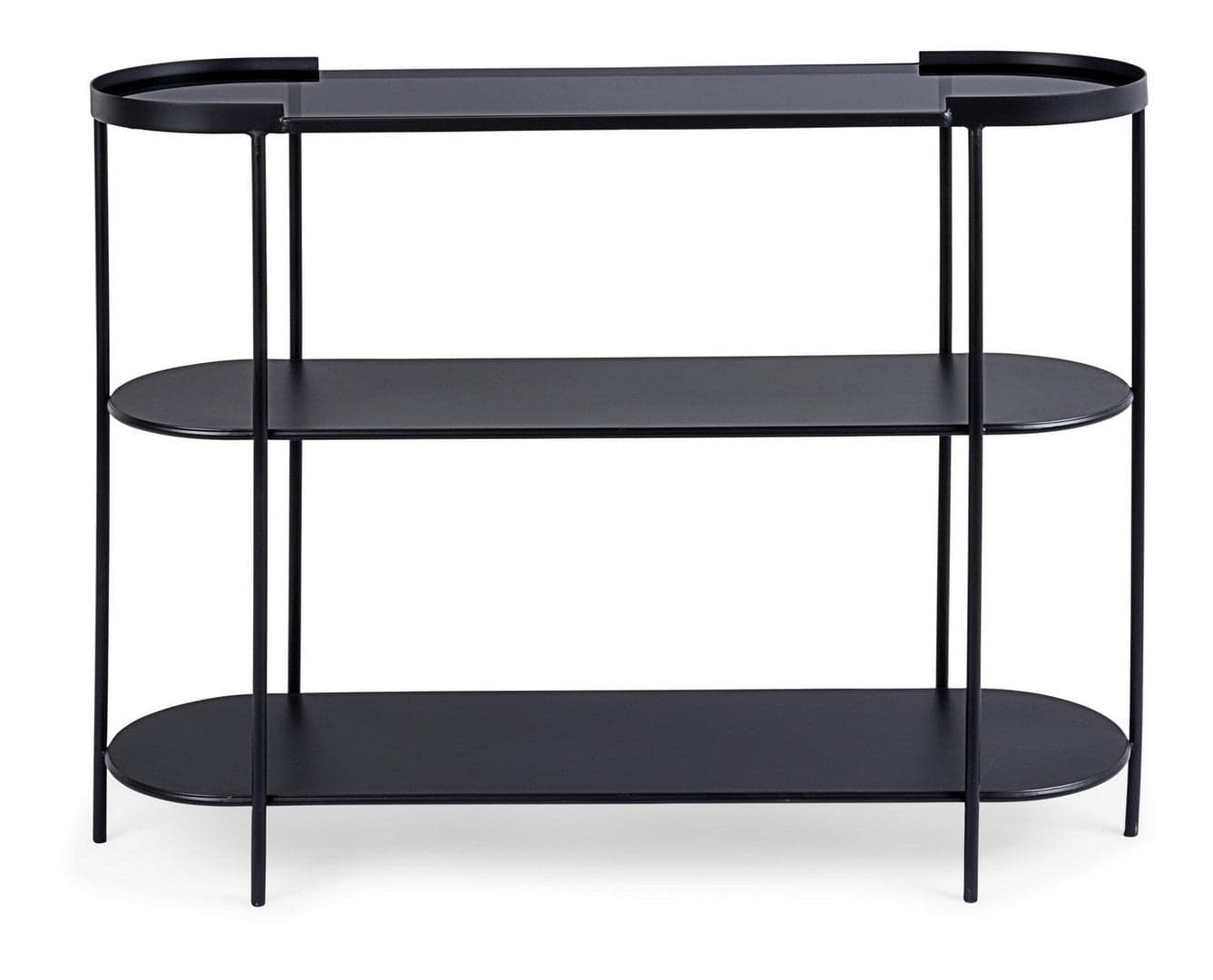 Consolle "Korvet" struttura in acciaio con piano in vetro per interni in Credenze Decor Space - Altamura, commercioVirtuoso.it