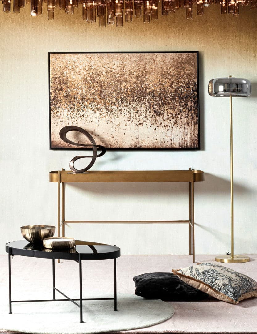 Tavolino "Rashida" struttura in acciaio piano in vetro per arredamento in Console e tavoli da divano Decor Space - Altamura, commercioVirtuoso.it