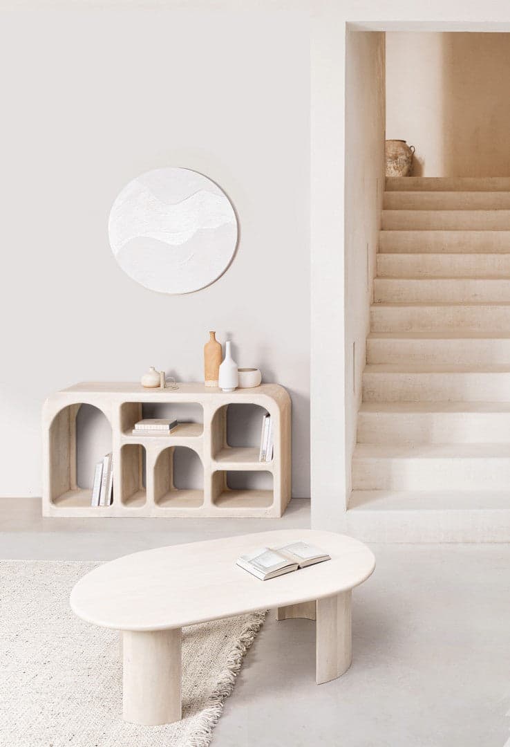Tavolino "Orlando" ovale struttura in legno di mango per interni in Console e tavoli da divano Decor Space - Altamura, commercioVirtuoso.it