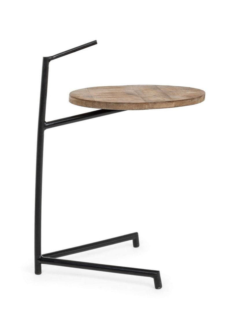 Tavolino "Walton" struttura in acciaio e pano in legno di mango per arredamento in Console e tavoli da divano Decor Space - Altamura, commercioVirtuoso.it