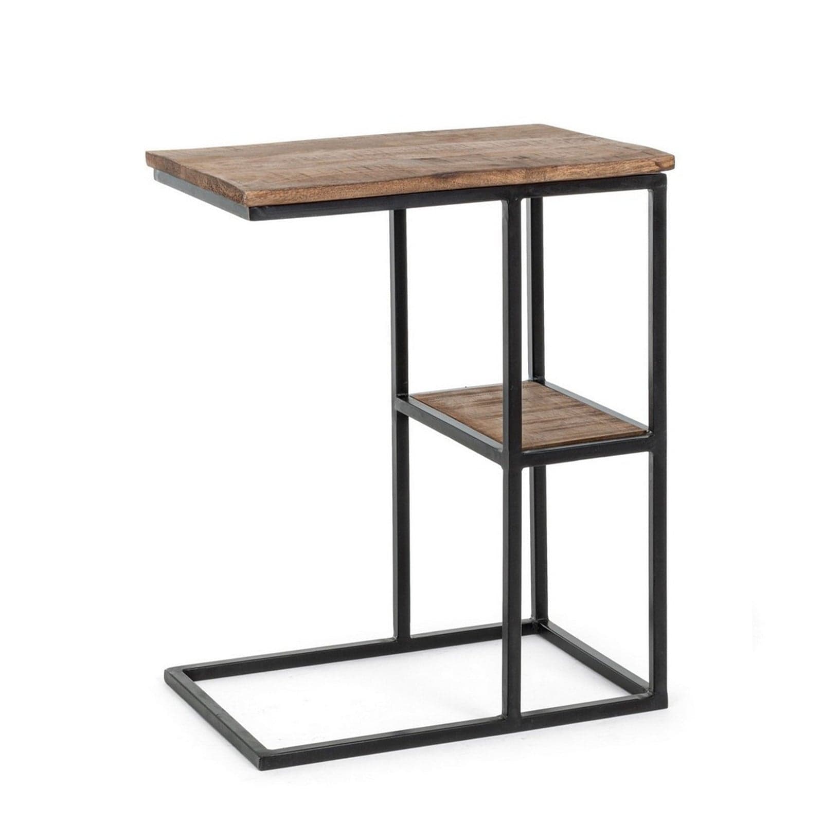 Tavolino "Walton" struttura in acciaio e pano in legno di mango per arredamento in Console e tavoli da divano Decor Space - Altamura, commercioVirtuoso.it
