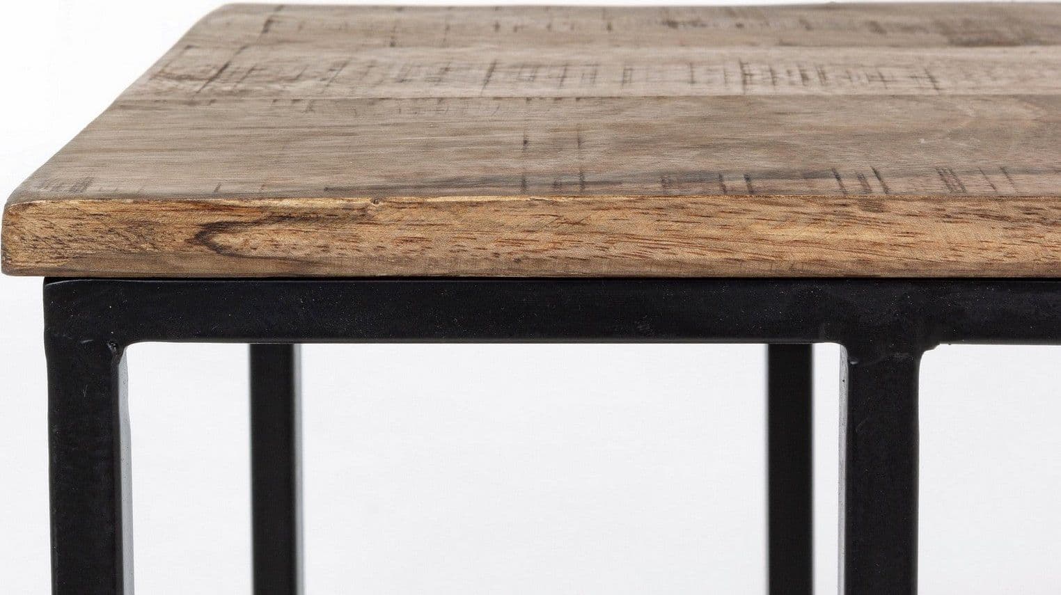 Tavolino "Walton" struttura in acciaio e pano in legno di mango per arredamento in Console e tavoli da divano Decor Space - Altamura, commercioVirtuoso.it