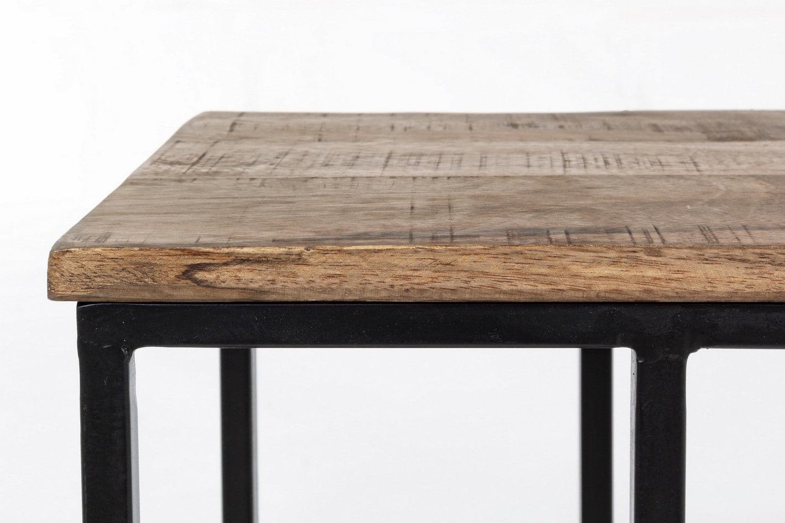 Tavolino "Walton" struttura in acciaio e pano in legno di mango per arredamento in Console e tavoli da divano Decor Space - Altamura, commercioVirtuoso.it