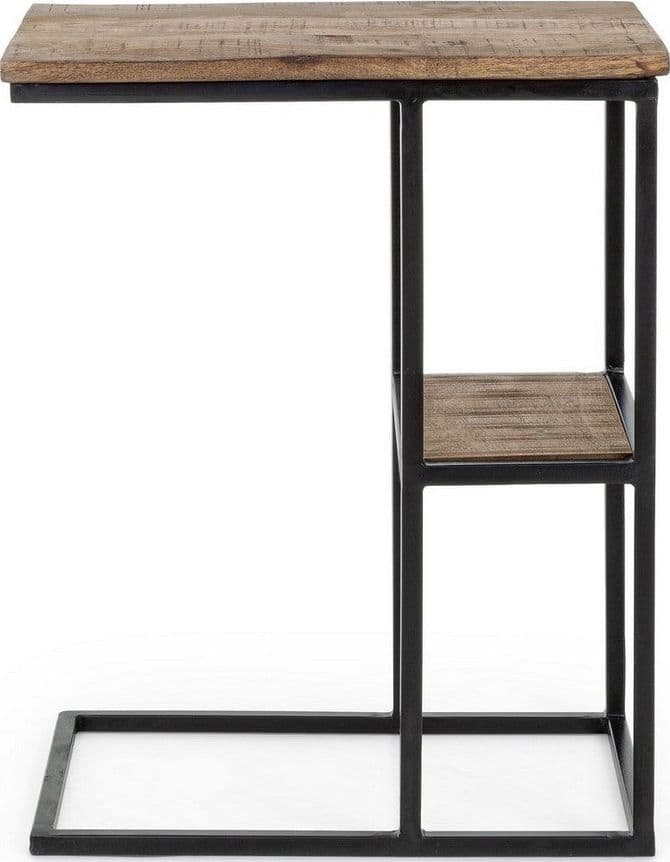 Tavolino "Walton" struttura in acciaio e pano in legno di mango per arredamento in Console e tavoli da divano Decor Space - Altamura, commercioVirtuoso.it