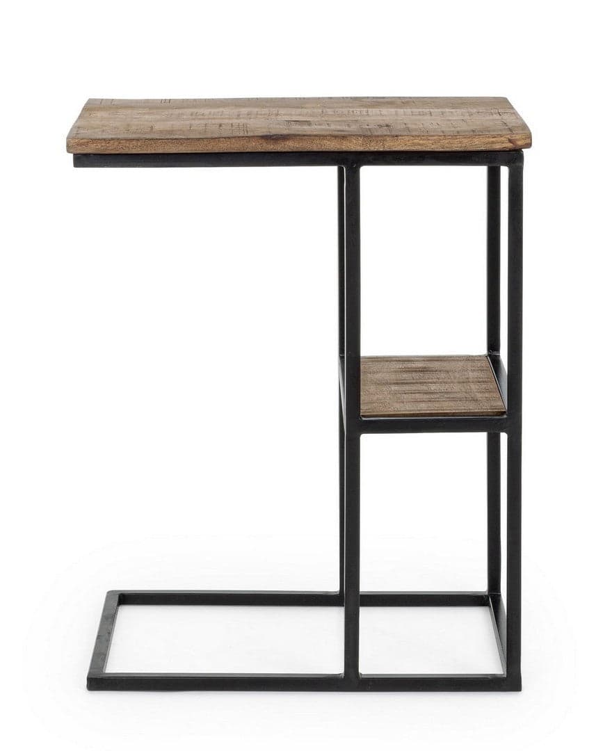 Tavolino "Walton" struttura in acciaio e pano in legno di mango per arredamento in Console e tavoli da divano Decor Space - Altamura, commercioVirtuoso.it
