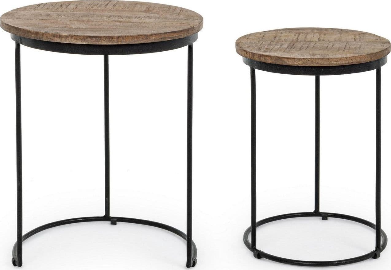 Tavolino "Walton" struttura in acciaio e pano in legno di mango per arredamento in Console e tavoli da divano Decor Space - Altamura, commercioVirtuoso.it