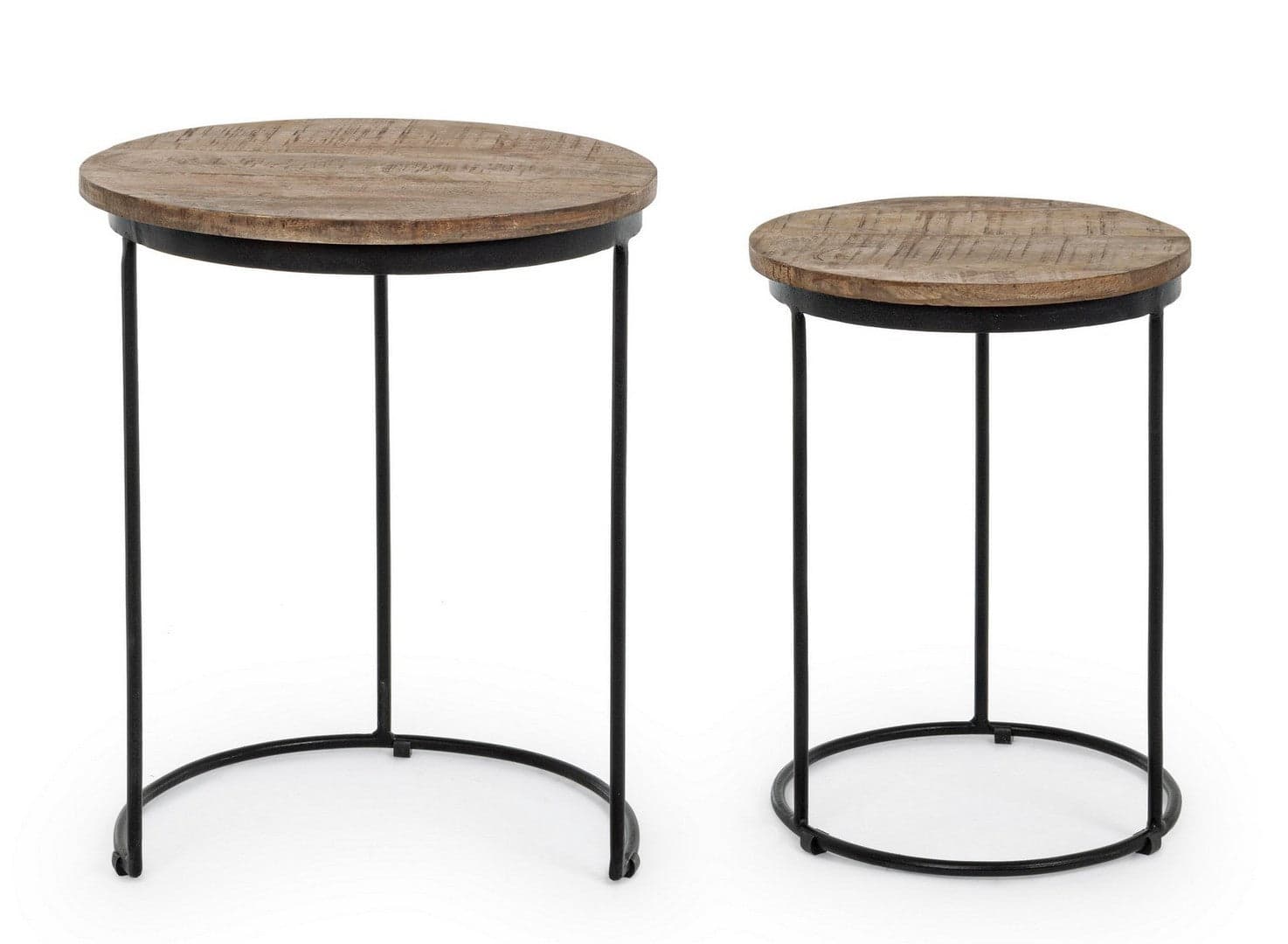 Tavolino "Walton" struttura in acciaio e pano in legno di mango per arredamento in Console e tavoli da divano Decor Space - Altamura, commercioVirtuoso.it